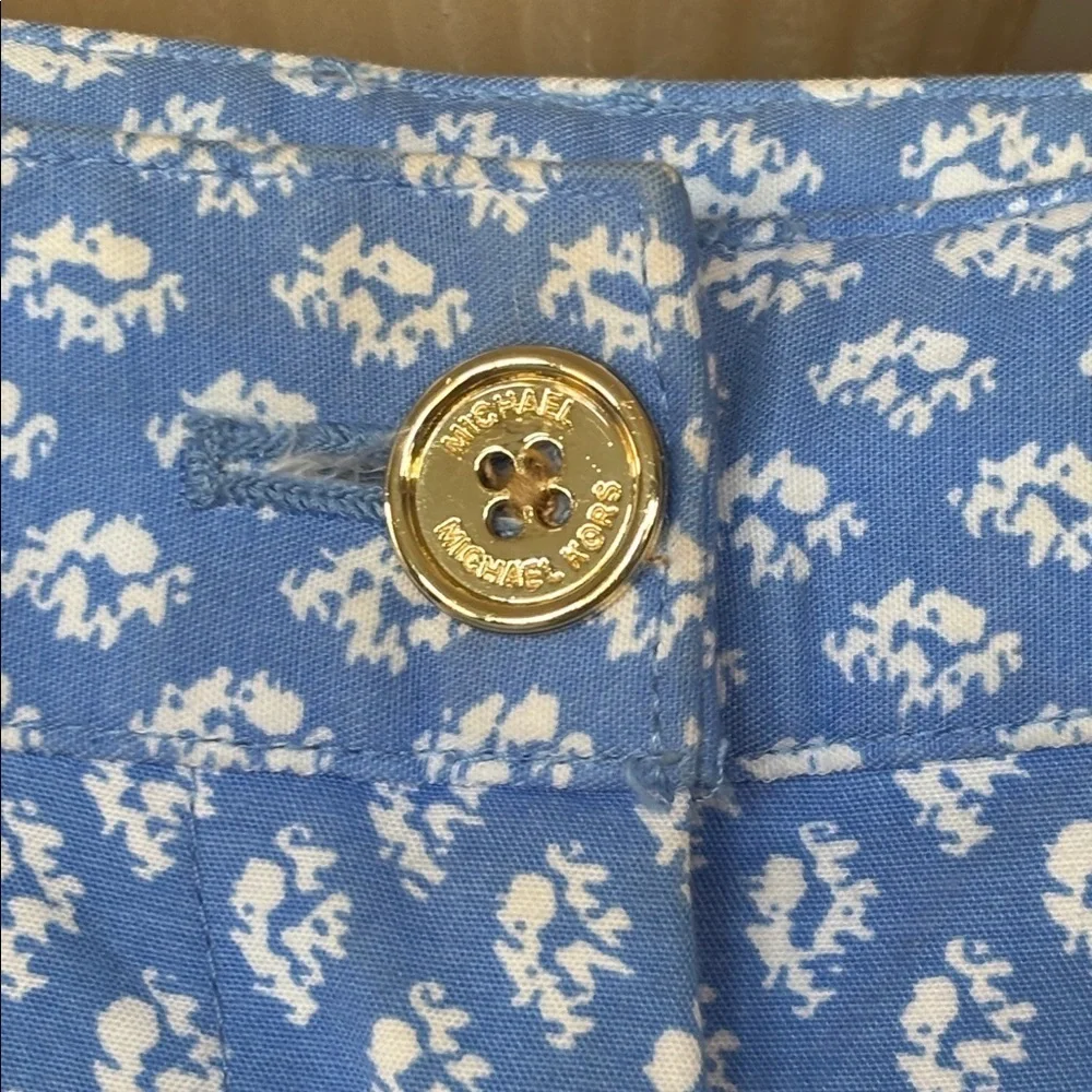 Michael Kors Crew Blue & White Geometric Casual Dress Pants Nautical Trousers